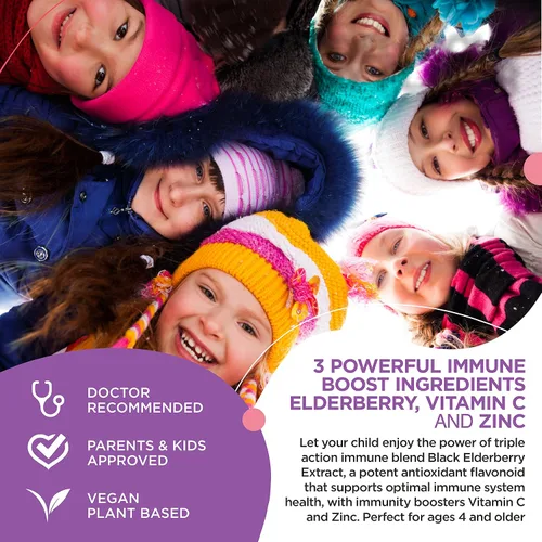 Vista 5 de RUWAA NUTRITION Vitaminas, gomitas de saúco, suplementos de zinc y vitamina C: vitaminas de apoyo inmunológico, hueso, cerebro, pulmón, piel