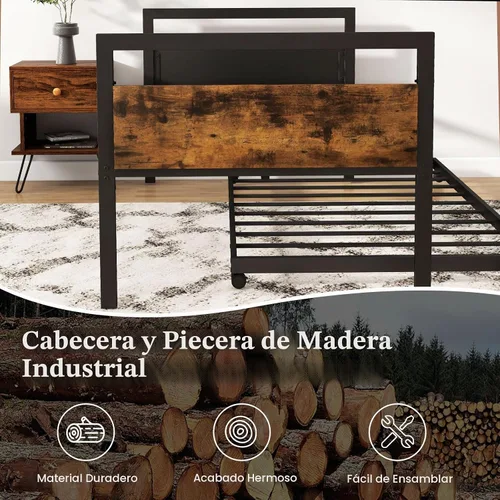 Vista 8 de KOMFOTT Sofá cama de metal de tamaño individual con nido, marco de sofá cama con cabeceras de madera, soporte de listones de metal, marco de sofá