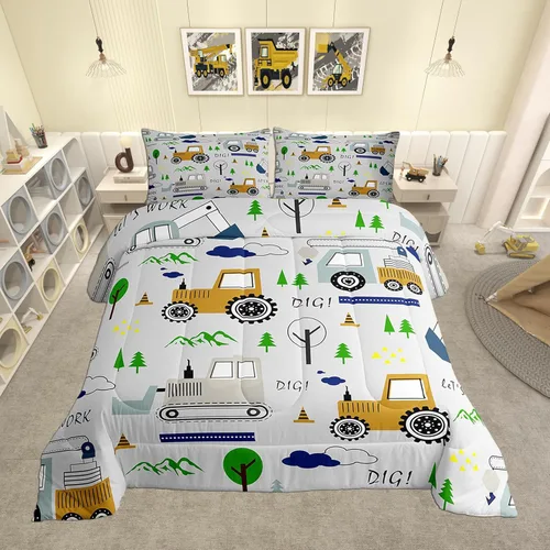 Vista 39 de Feelyou Juego de ropa de cama con estampado de aviones para niños y niñas, juego de funda de edredón de microfibra estilo boceto azul y blanco