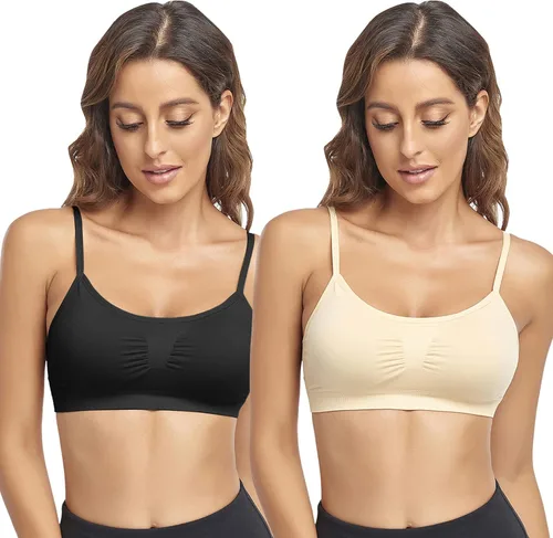 Vista 8 de Litthing Bralettes Padded for Women Cami Strap Bra Seamless Sportsbra Wireless Comfort Yoga Lightly T-Shirt Tank Tops