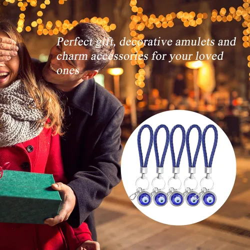 Vista 7 de 5 llaveros de mal de ojo, dije azul de ojo malvado, colgantes de cristal turco para manualidades con llavero, adorno colgante, accesorios