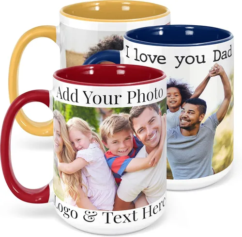 Vista 11 de Tazas de café con foto personalizada, 11 onzas, color negro con imagen, texto, regalos personalizados, taza de cerámica personalizada, gran regalo