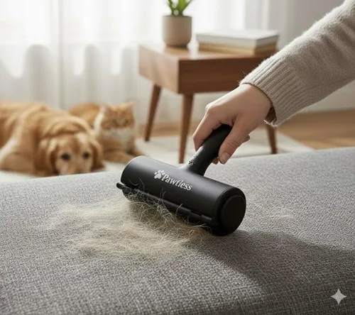 Vista 5 de Removedor de pelo de mascotas negro – Removedor de pelo reutilizable de perros y gatos para muebles, ropa, alfombras, interiores de coche, rodillo