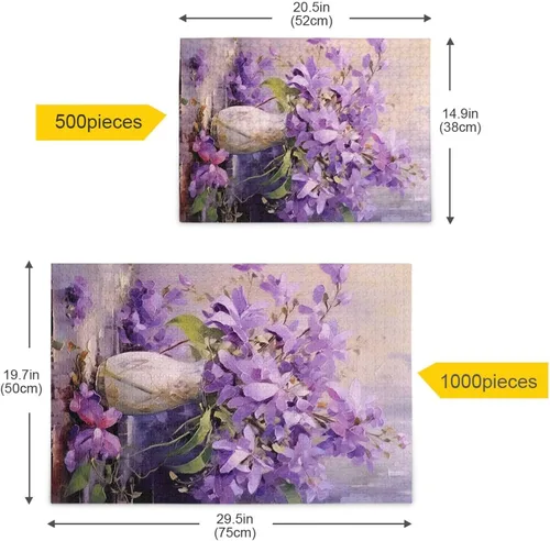 Vista 5 de Purple Flower Jigsaw Puzzles 500 Pieces for Adults with Mesh Storage Bag 2011811