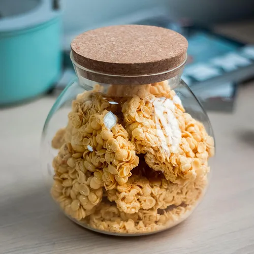 Vista 8 de Tarro de vidrio esférico de 17 onzas con tapa de corcho hermético, tarro de vidrio de cocina para conservar y almacenar dulces, té, café, especias