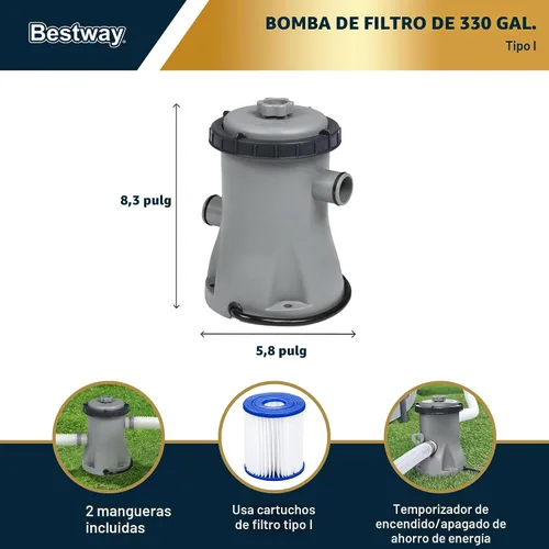 Vista 7 de Piscina Bestway Steel Pro sobre suelo, Azul