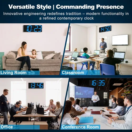 Vista 9 de CHKOSDA 18.7 Inch Large Digital Wall Clock with GPS Auto-Sync Time - Blue 164ft Visibility, No Wi-Fi, 8-Level Dimming, Timer, Remote