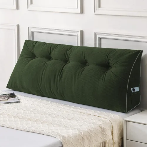 Vista 23 de Sasttie Almohada de Cabecera Queen, Almohada de Cuña de Cabecera para Sentarse en la Cama, Cojín Triangular con Soporte de Respaldo para Leer - Con