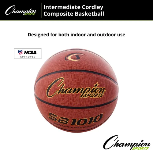Vista 5 de Champion Sports Composite Basketball – Indoor/Outdoor Play – Official, Intermediate & Junior Sizes – Durable Grip & Air Retention