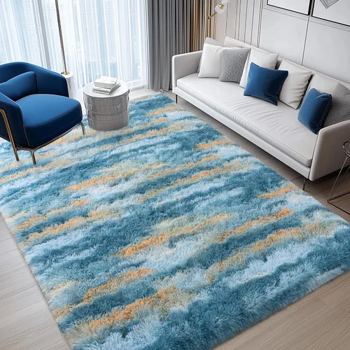 Vista 23 de Alfombras lanudas para dormitorio, sala de estar, dormitorio universitario, habitación de niños, decoración, alfombra suave y moderna