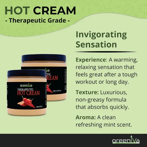 Vista 4 de GreenIVe Loción de masaje de crema caliente para articulaciones músculos y envoltura de estiramiento de la piel, tarro a granel de sensación de frío
