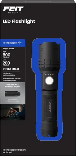 Vista 16 de Feit Electric Linterna de largo alcance, 1100 lúmenes, aluminio de grado aeronáutico, recargable USB-C y compatible con AAA, enfoque ajustable, 3