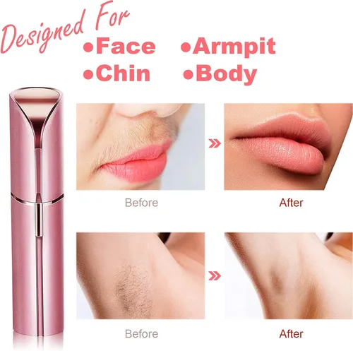 Vista 5 de LAIKME Depilación facial para mujeres, mini removedor de pelo, afeitadora eléctrica portátil para labios, barbilla, axila, melocotón fuzz, dedos