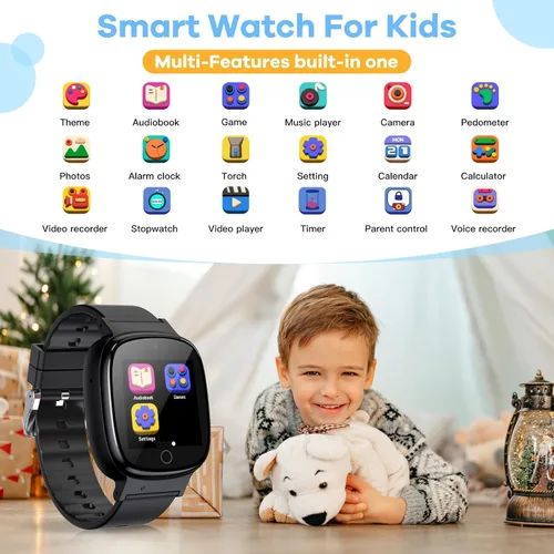 Vista 2 de Reloj inteligente para niños con 26 videojuegos, cámara selfie, reproductor de video, podómetro, cronómetro, reloj despertador, linterna, calendario