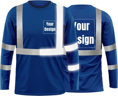 Vista 43 de La alta visibilidad reflexiva de las camisetas de la seguridad del logotipo de encargo Hola Vis de Verde neón