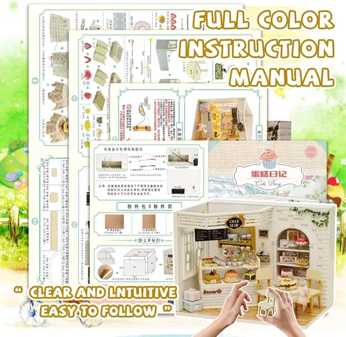 Vista 7 de Kisoy Romántica y linda casa de muñecas en miniatura, kit de casa de bricolaje, habitación creativa, regalo perfecto para amigos, amantes y Diario