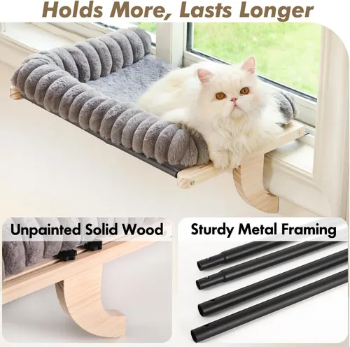 Vista 4 de Cloud-Soft - Percha para ventana de gato, diseño de cremallera Gris
