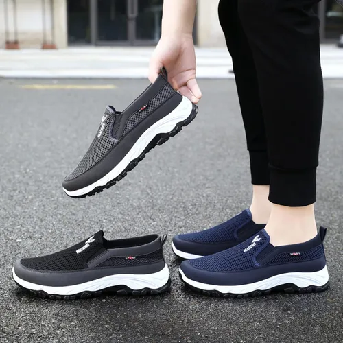Vista 7 de DirraBra Zapatos deportivos ortopédicos de malla para hombre, zapatos deportivos transpirables, zapatos náuticos con plataforma casual, cómodos