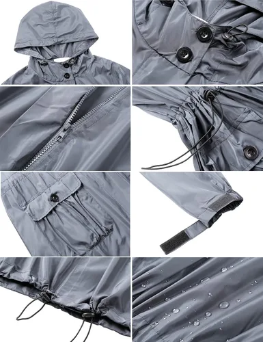 Vista 5 de Chaqueta impermeable para mujer casual ligera rompevientos con capucha para exteriores
