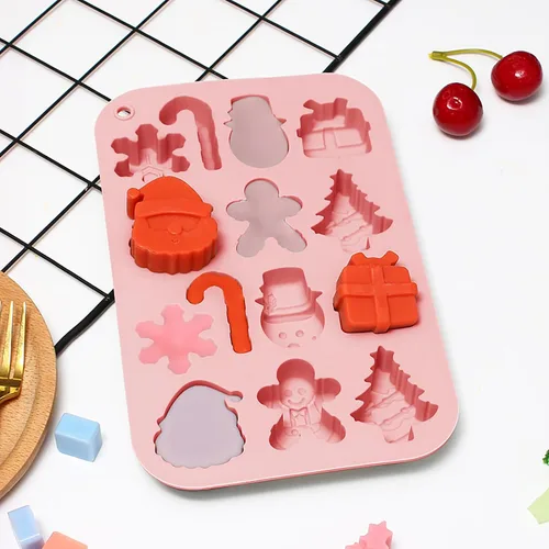 Vista 6 de Moldes de Navidad Moldes de Silicona para Chocolate Árbol de Navidad Papá Noel Jengibre Bastón Moldes de Dulces 3 piezas para Resina, Cubitos