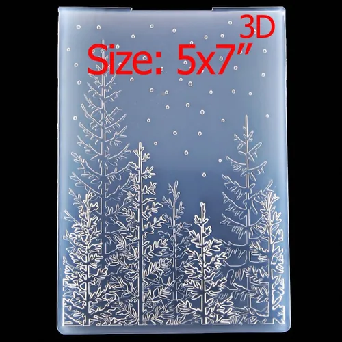 Vista 2 de KWELLAM 3D Feliz Navidad nevadas árbol bosque fondo plástico en relieve Carpetas para hacer tarjetas, álbumes de recortes y otras manualidades