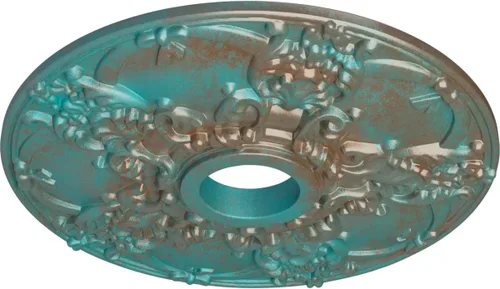 Vista 2 de Ekena Millwork CM18NOCGS Medallón de techo Norwich, 18.0 in de diámetro exterior x 3.4 in de diámetro interior x 1 3/8"P, pátina verde cobre pintado