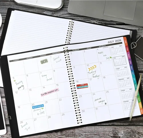 Vista 8 de Agenda mensual 2026/Calendario - Ene 2026 - Dic 2026, Agenda mensual 2026, 12 meses, piel sintética, 8.86" x 11.4", 15 páginas de notas