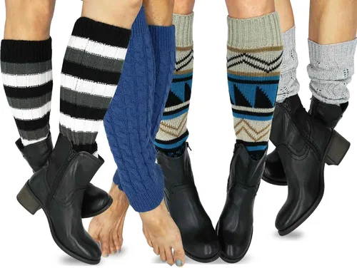 Vista 16 de TeeHee - Calentadores de pierna hasta la rodilla, extra largos hasta el muslo, puños para botas para mujer, multipares de regalo para ella 3 pares