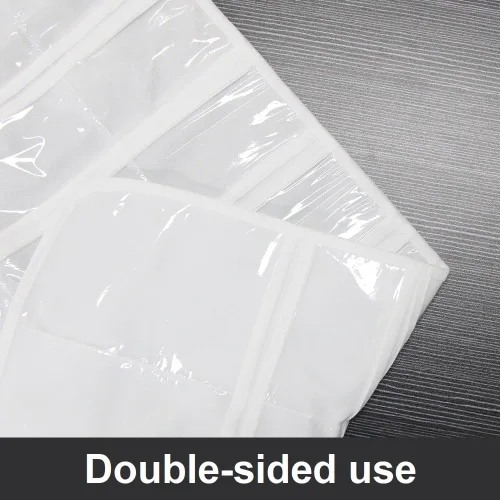 Vista 3 de Organizador de joyas colgante de doble cara con 72 bolsillos transparentes suaves para guardar joyas