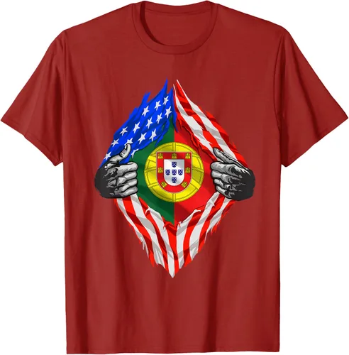 Vista 61 de Camiseta de bandera de Estados Unidos con diseño de raíces portuguesas, Negro, S