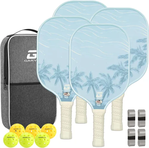 Vista 8 de GARYE Juego de 2 palas de pickleball aprobadas por USAPA, juego de pickleball de fibra de carbono, raquetas ligeras de pickleball, paquete de 2