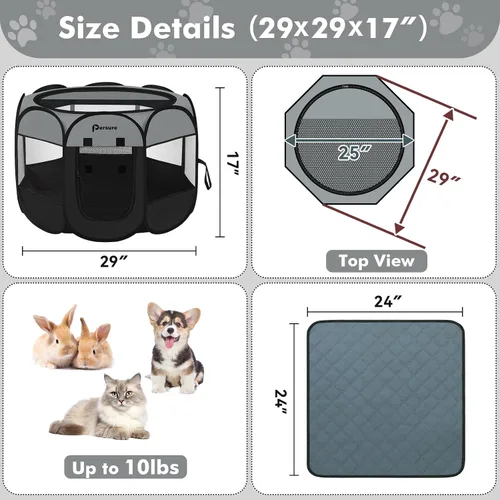 Vista 6 de Corralito para perros y gatos en interiores y exteriores, para cachorros, mascotas, gatos, recuperación después de una cirugía, carpa jaula