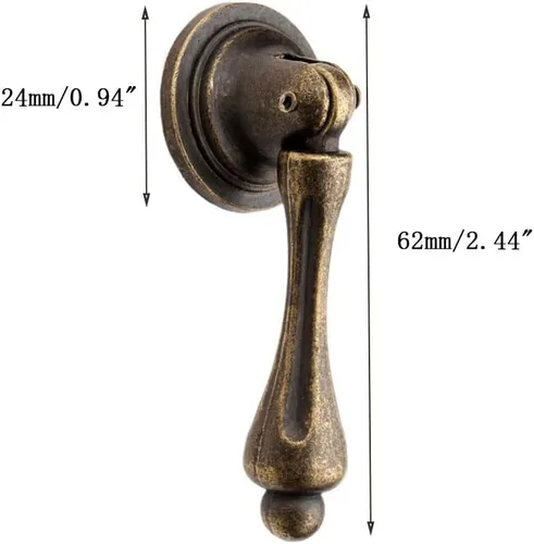 Vista 3 de dophee 2 pomos antiguos para gabinete con tornillos, 2.44 x 0.94 pulgadas Tiradores colgantes de bronce para armario de cocina, puerta, aparador