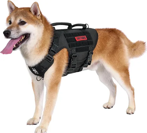 Vista 6 de OneTigris Arnés táctico grande para perros, arnés de perro ajustable sin tirones, arnés de perro resistente con asa, paneles grandes de gancho