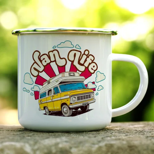 Vista 2 de Van Life - Taza de café retro para caravana, viajes, campamento, viajes, viajes, viajes, viajes, viajes, viajes, viajes, naturaleza, fogata