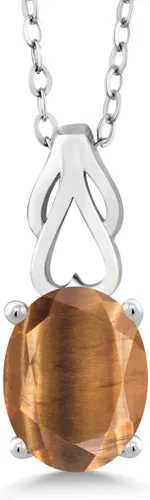 Vista 17 de Gem Stone King Collar de plata de ley 925 con piedra natal ovalada de 0.354 x 0.276 in Collar con colgante solitario para mujer Con cadena