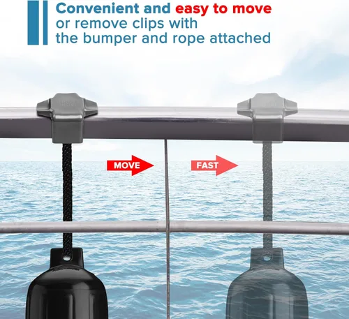 Vista 3 de Pontón - Clips para guardabarros para barcos para parachoques, soportes para boya y abrazadera/ajustador para rieles cuadrados, plástico ABS