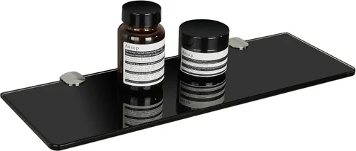 Vista 7 de SAYAYO Estantes flotantes de vidrio templado para baño, estante de vidrio templado cromado de 15 x 5 pulgadas para pared, 1 paquete, color negro