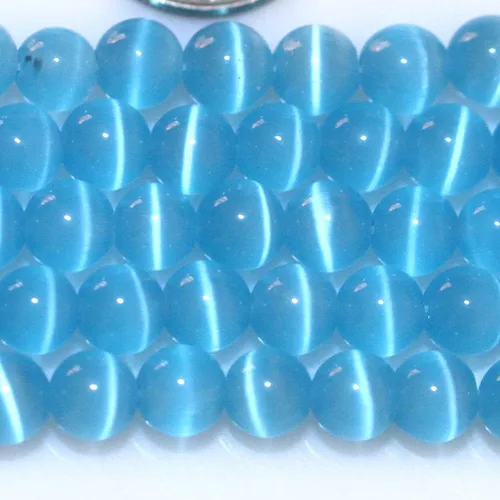 Vista 2 de GEM-Inside - Cuentas sueltas de ojo de gato de 0.236 pulgadas (0.236 in), redondas, de cristal azul ácido, cuentas de energía para fabricación