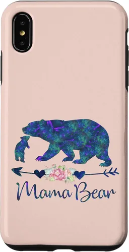 Vista 11 de Teal Blue Purple Floral Mama Bear and One Cub Light Pink Case for iPhone 17