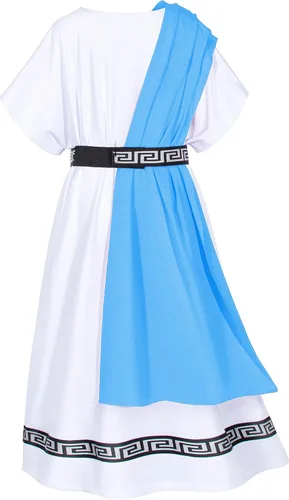 Vista 5 de Yoroka Bata griega para niños de la época medieval disfraz blanco de Toga