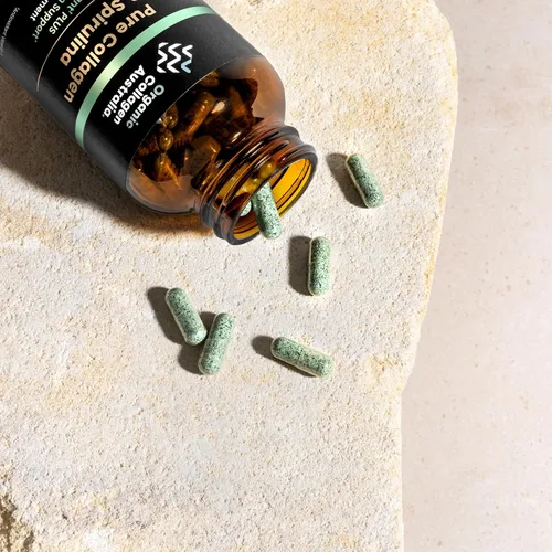 Vista 6 de Organic Collagen Australia Cápsulas de colágeno puro y espirulina – Suplemento rico en antioxidantes para elasticidad de la piel, salud articular