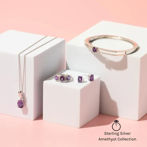 Vista 5 de Peora Aretes colgantes de mariposa de amatista para mujer, plata de ley 925, piedra natal de piedras preciosas naturales, 1.50 quilates en total