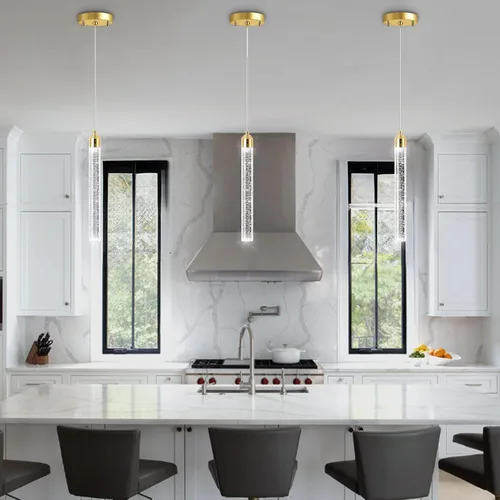 Vista 8 de Candelabros de cristal modernos de 1 luz LED regulable Iluminación colgante para isla de cocina, comedor, pasillo
