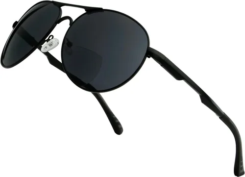 Vista 13 de BFOCO Gafas de sol bifocales con bisagras metálicas y sin tornillos para hombre - Sports Bifocal Sunnies (negro brillante) +1.00