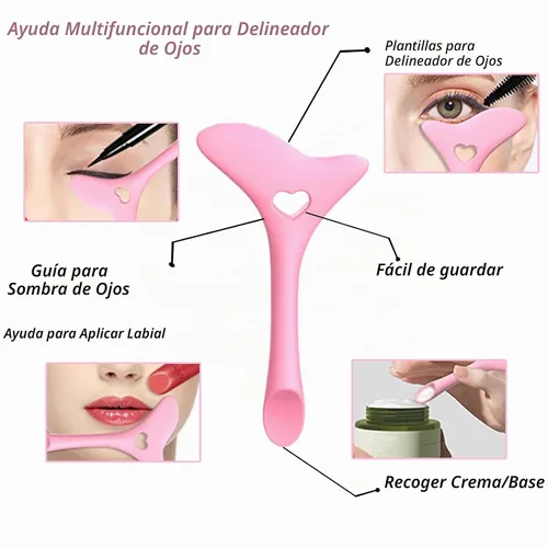 Vista 3 de 3 plantillas de delineador de ojos, protector de rímel, herramienta aplicadora de delineador de ojos de silicona, herramienta de maquillaje