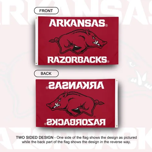 Vista 2 de Desert Cactus Bandera Razorbacks de la Universidad de Arkansas 3x5 para Rojo