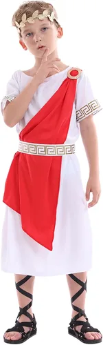 Vista 2 de Funivals Toga Costume for Boys GirlsHalloween Classic Roman God Dress Up Ancient Greek Outifit Kids
