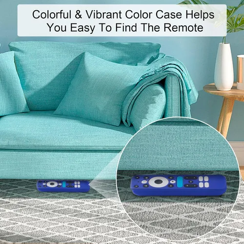 Vista 5 de Funda protectora de silicona azul con correa para 2025 Onn Google TV Box 4K pro Remote, a prueba de golpes, cubierta antisuciedad para controlador