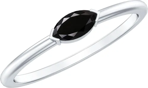 Vista 10 de Anillo de promesa de ónix negro natural certificado, calidad AAA, anillo de ónix East West, anillo de Pinky para mujer, listo para regalar